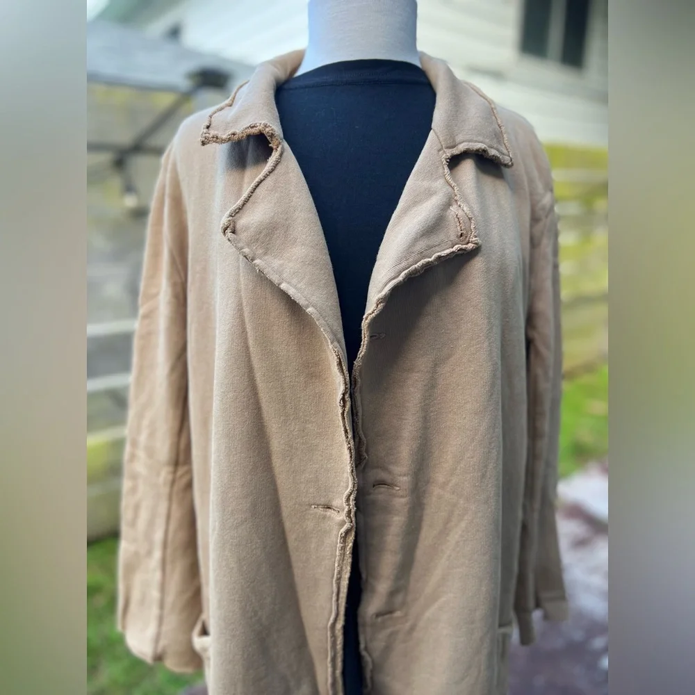 Frank & Eileen $398 Belfast Trench Coat Large Brown Triple Fleece FALL - Picture 6 of 8